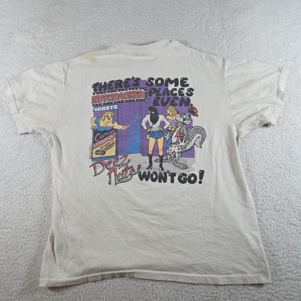 vintage 90s 1995 Deez Nuts Nut‎ Cracker t shirt nutz rap comic big johnson large
